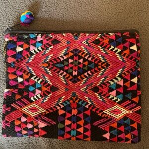 Colorful Geometric Embroidered Mexican Pouch
